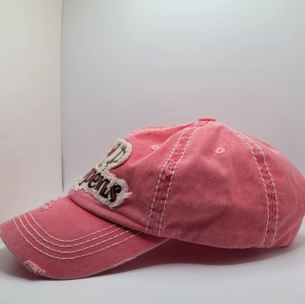 Distressed Pink Statement Ball Cap 
